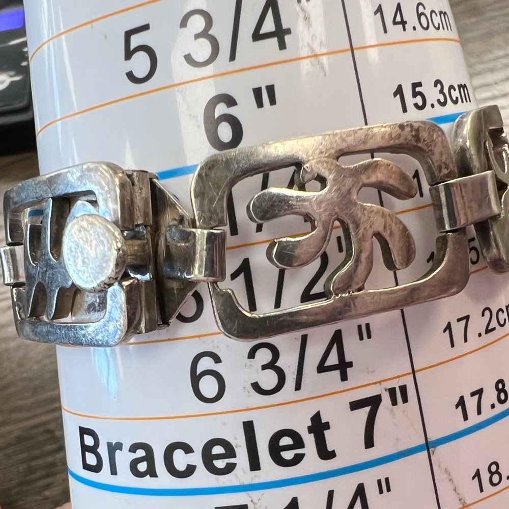 Taxco Mexico 925 Sterling Silver Link Bracelet 38.9G - Picture 6 of 15